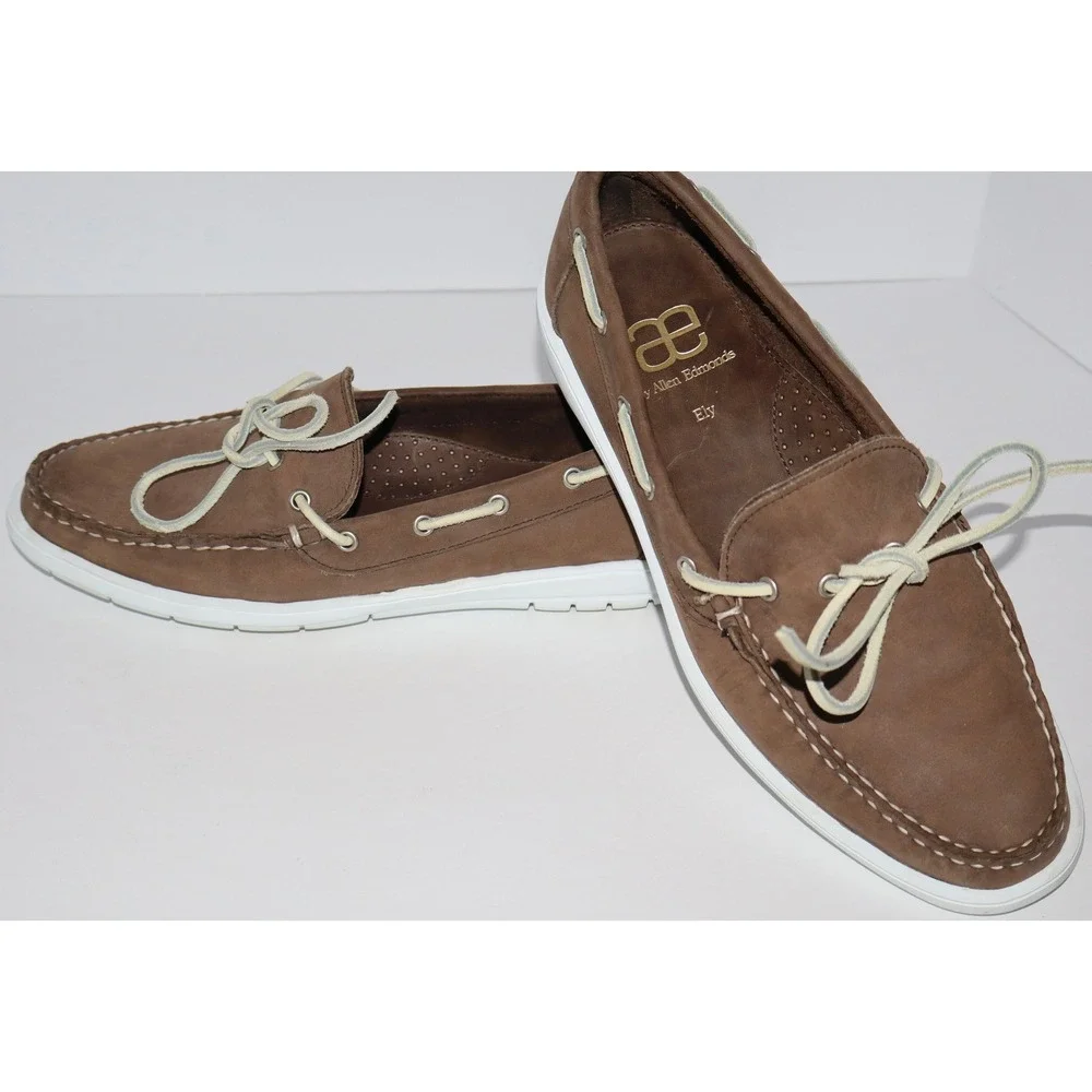 Allen Edmonds Ely Mens Brown Boat Shoes Extra Light Sole Loafers Size 9 D